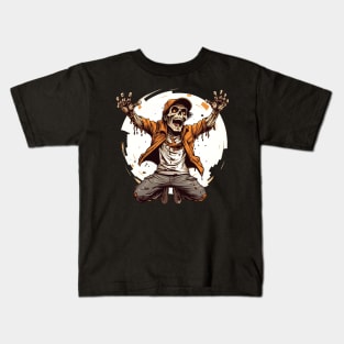 Happy Party Zombie Undead Creepy Halloween Design Kids T-Shirt